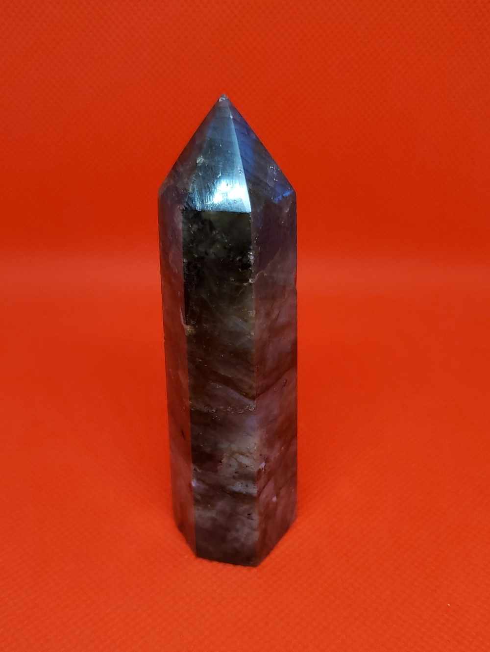 Polished Labradorite Crystal Stone Tower — Iridescent Gray-Blue